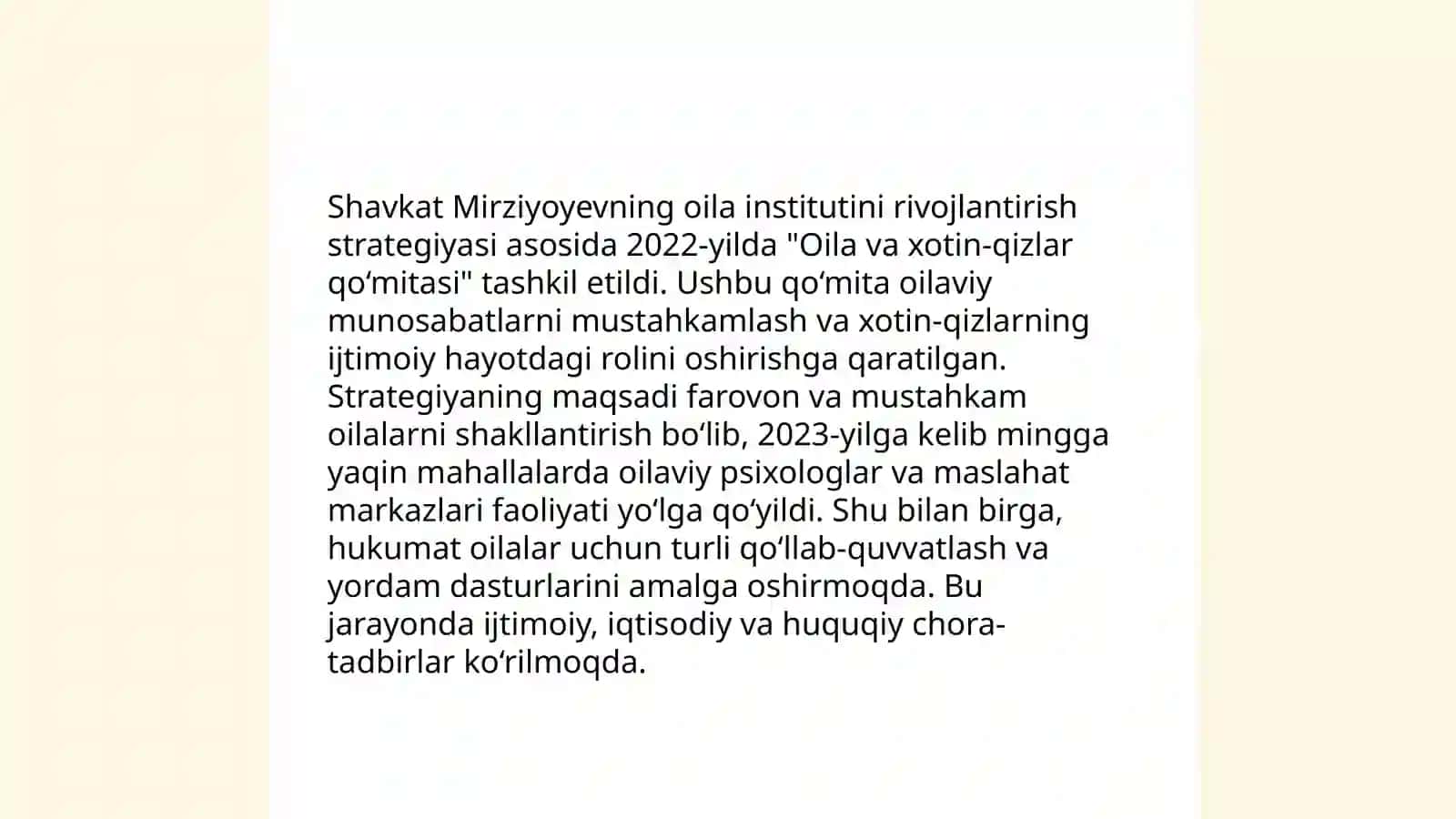 Prezidentimiz Sh. Mirziyoyevning oila va oilada bolalar tarbiyasig bo‘lgan munosabati haqida fikrlar 4