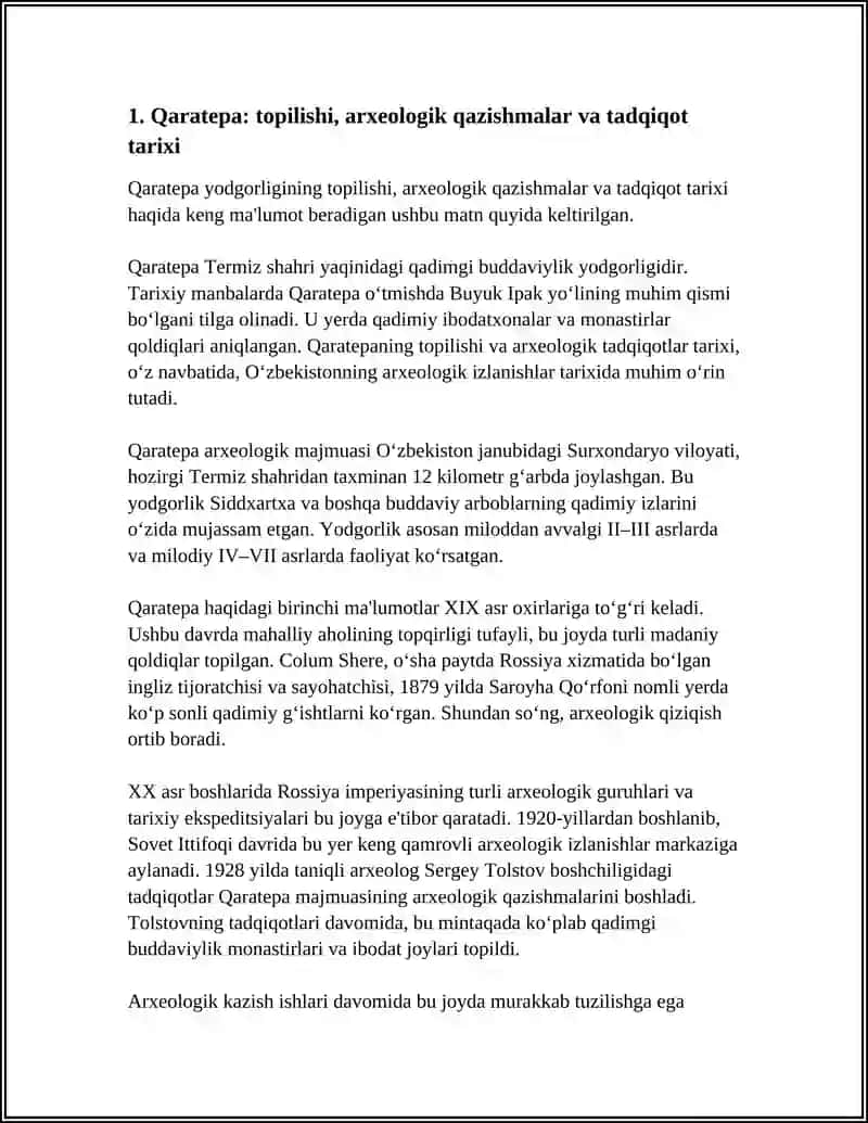 O‘ZBEKISTONDA BUDDAVIYLIK DININING TARIXIY ILDIZLARI (QARATEPA, FAYOZTEPA, DALVARZINTEPA) VA HOZIRGI ZAMON 4