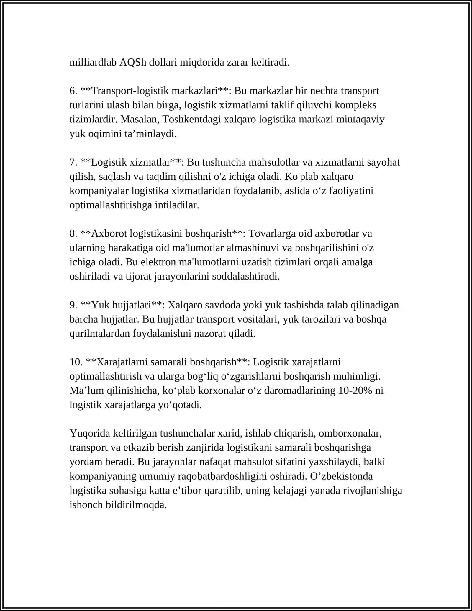 LOGISTIKANI RIVOJLANISHINING IQTISODIY BOSQIVHLARI 4