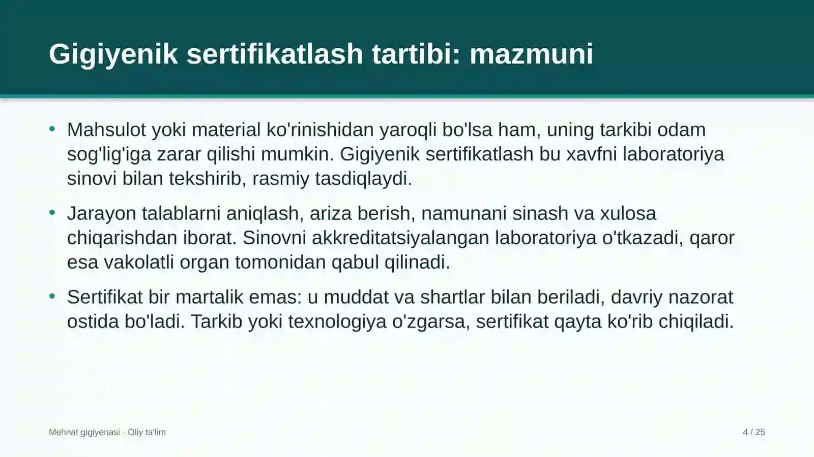 Kompyuter texnikasi ishlab chiqarishda gigiyenik sertifikatlash tartibi 4