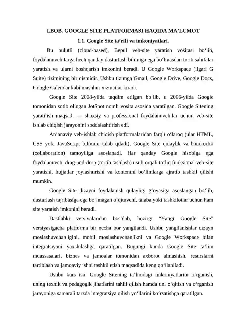 GOOGLE SITE PLATFORMASI HAQIDA MA’LUMOT 4