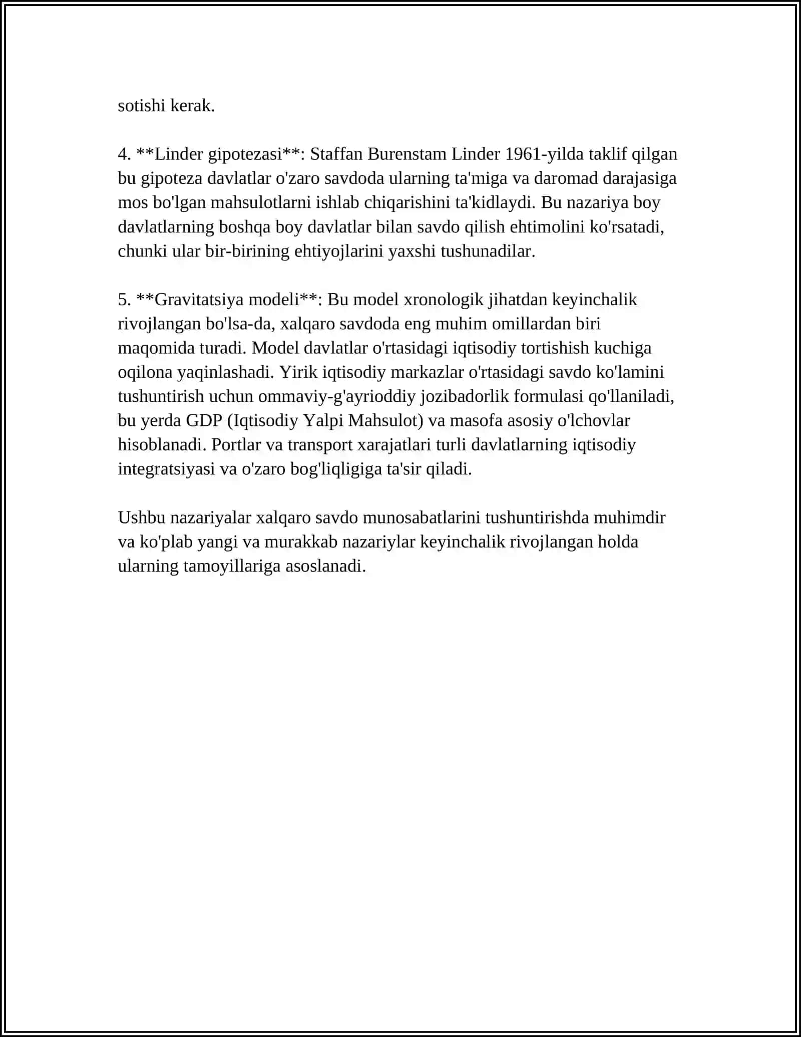 XALQARO SAVDONING IQTISODIY NAZARIYALARI 4
