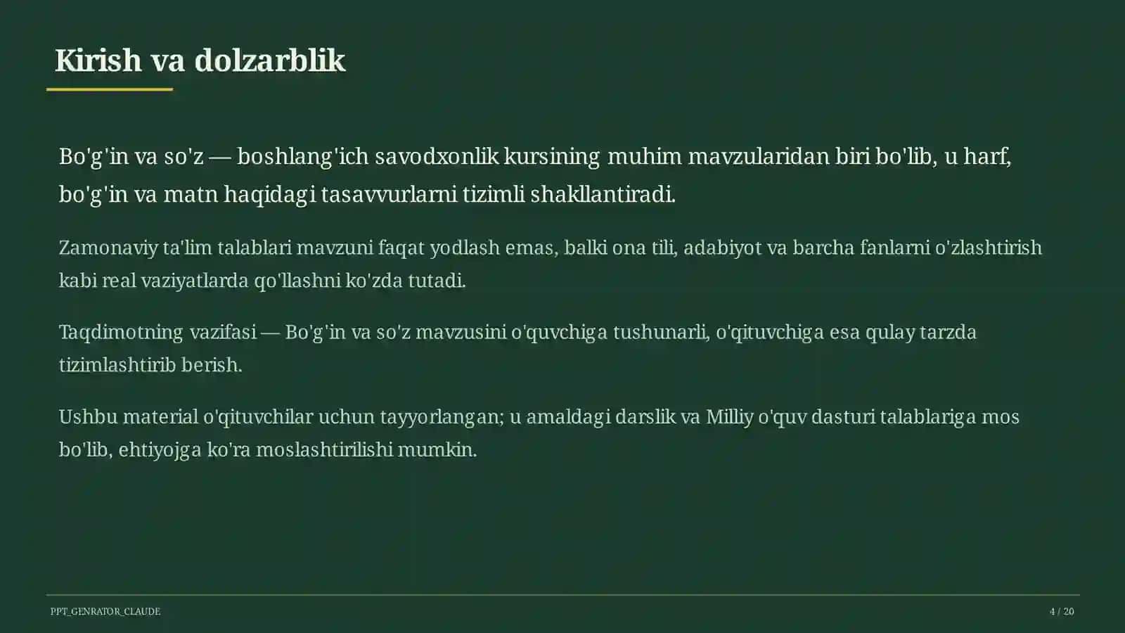 Bo'g'in va so'z (1-sinf) 4