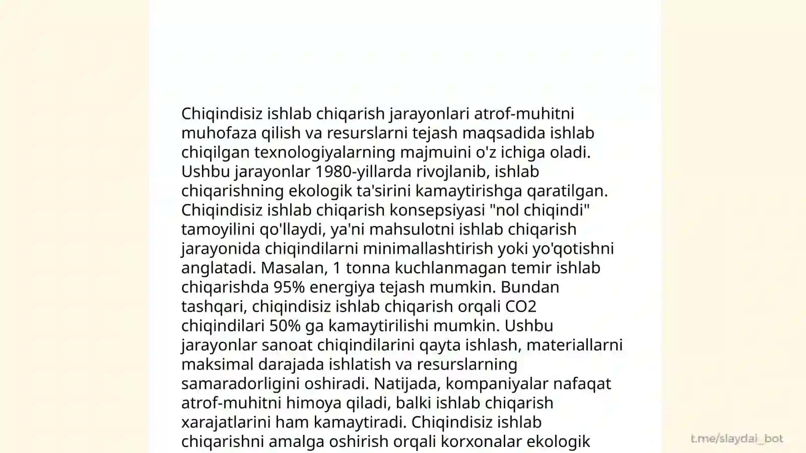 Chiqindisiz va chiqindili texnologiya 4