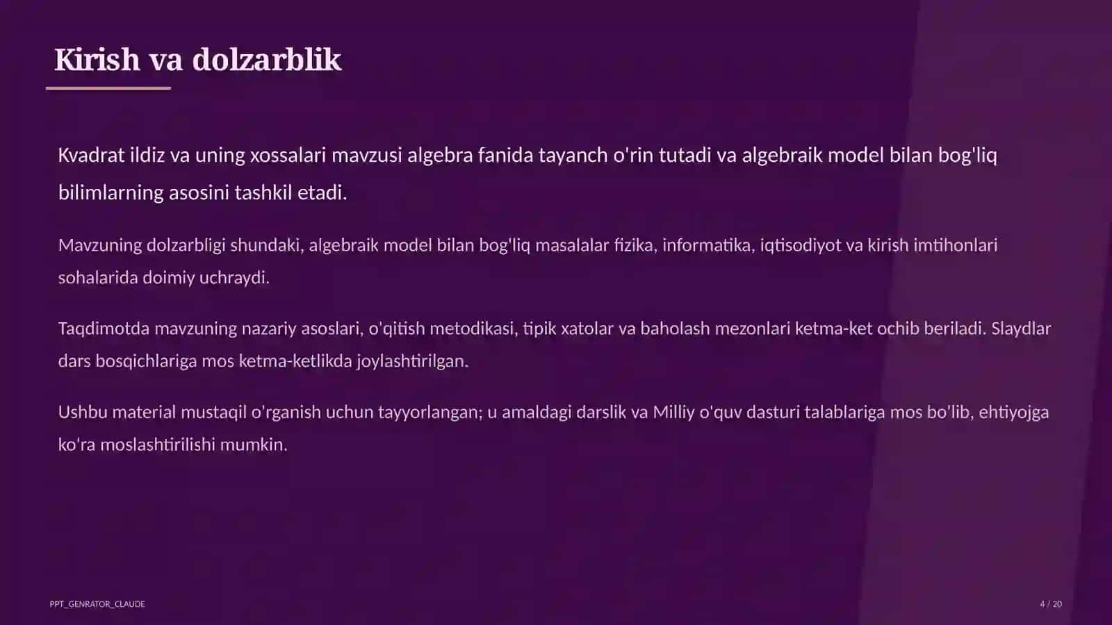 Kvadrat ildiz va uning xossalari (8-sinf) 4
