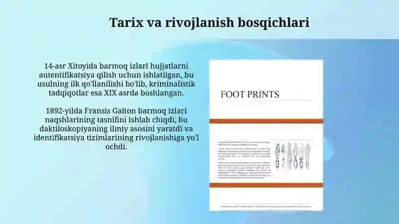 Barmoq va Oyoq Izlari: Asoslar, Klassifikatsiya va Yig'ish 4