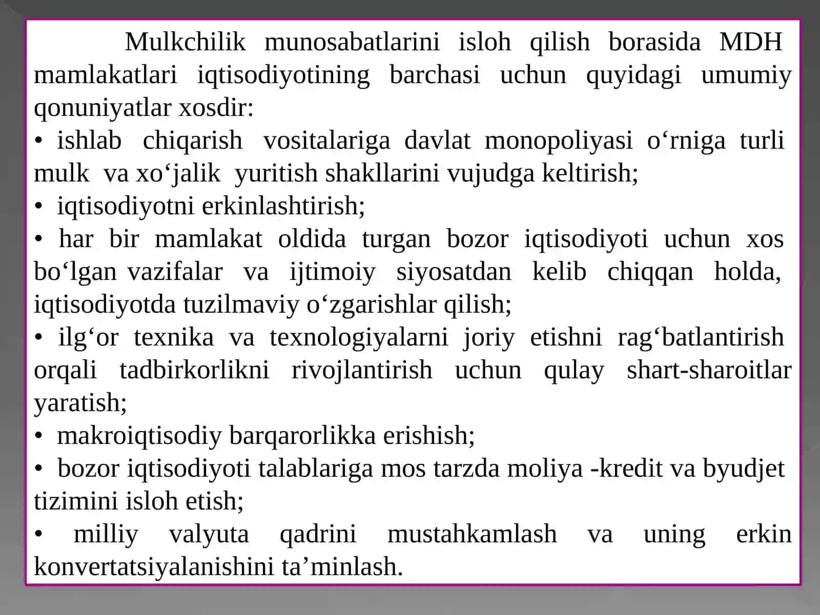 Bozori iqtisodiyot sharoitida qishloq xo'jaligida davlat rahbarligi va amalga oshirilayotgan agrar-iqtisodiy islohotlar 4