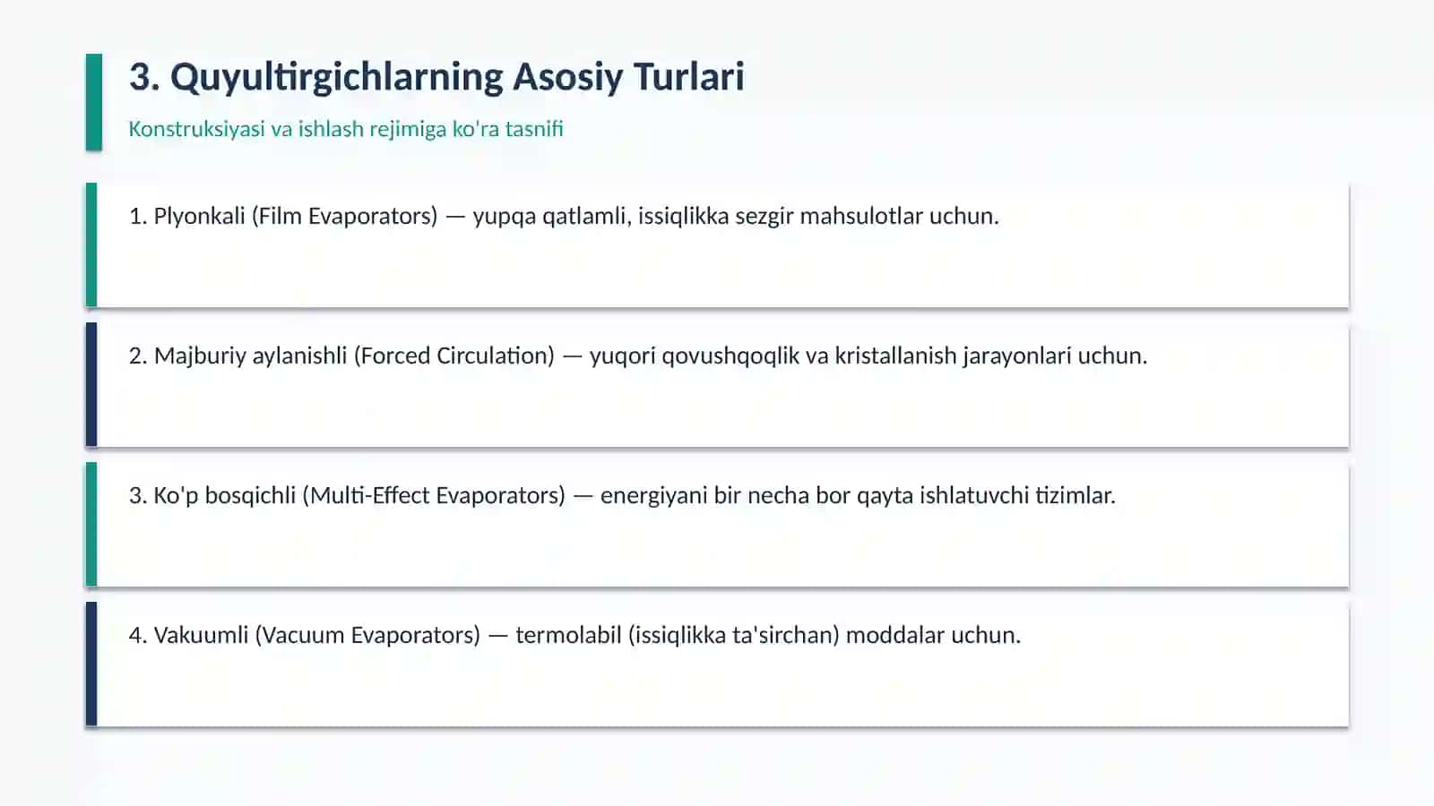 Sanoatda konsentrlash va bug'latish qurilmalari 4
