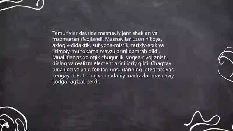 Temuriylar davri adabiyotida adabiy tur va janrlar taraqqiyoti 4