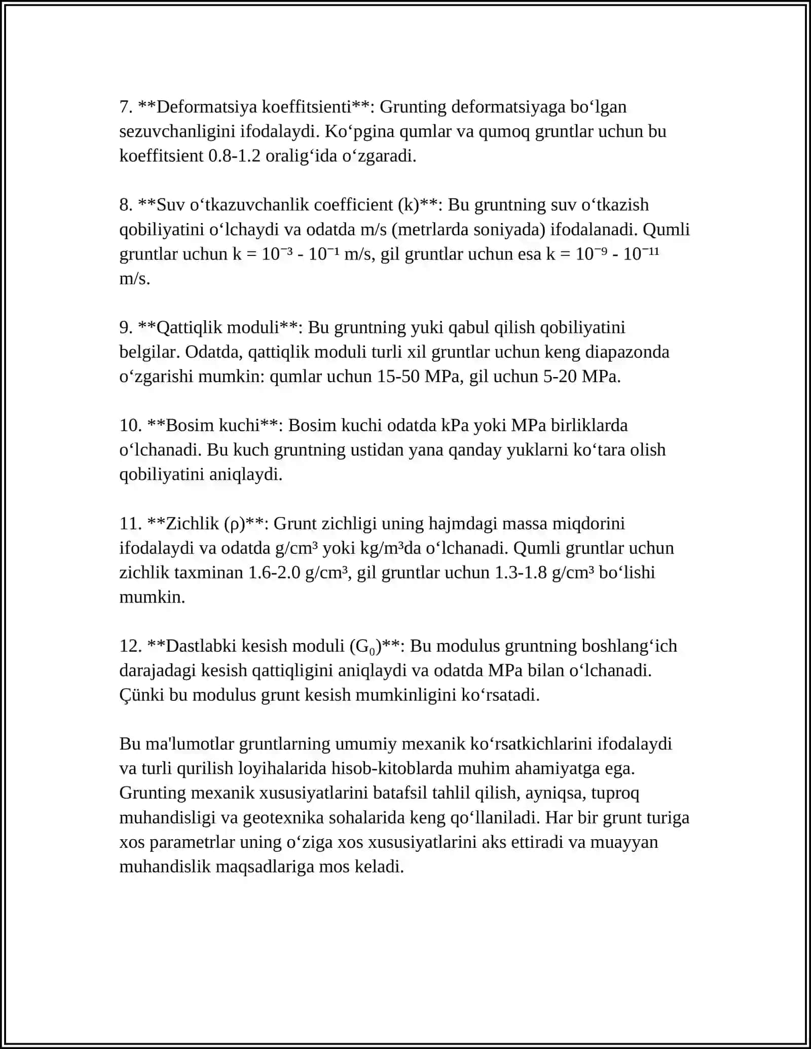 GRUNTLARNI MUHANDIS-GEOLOGIK TASNIFLASHDAGI ASOSIY BELGILAR VA ULAR 4