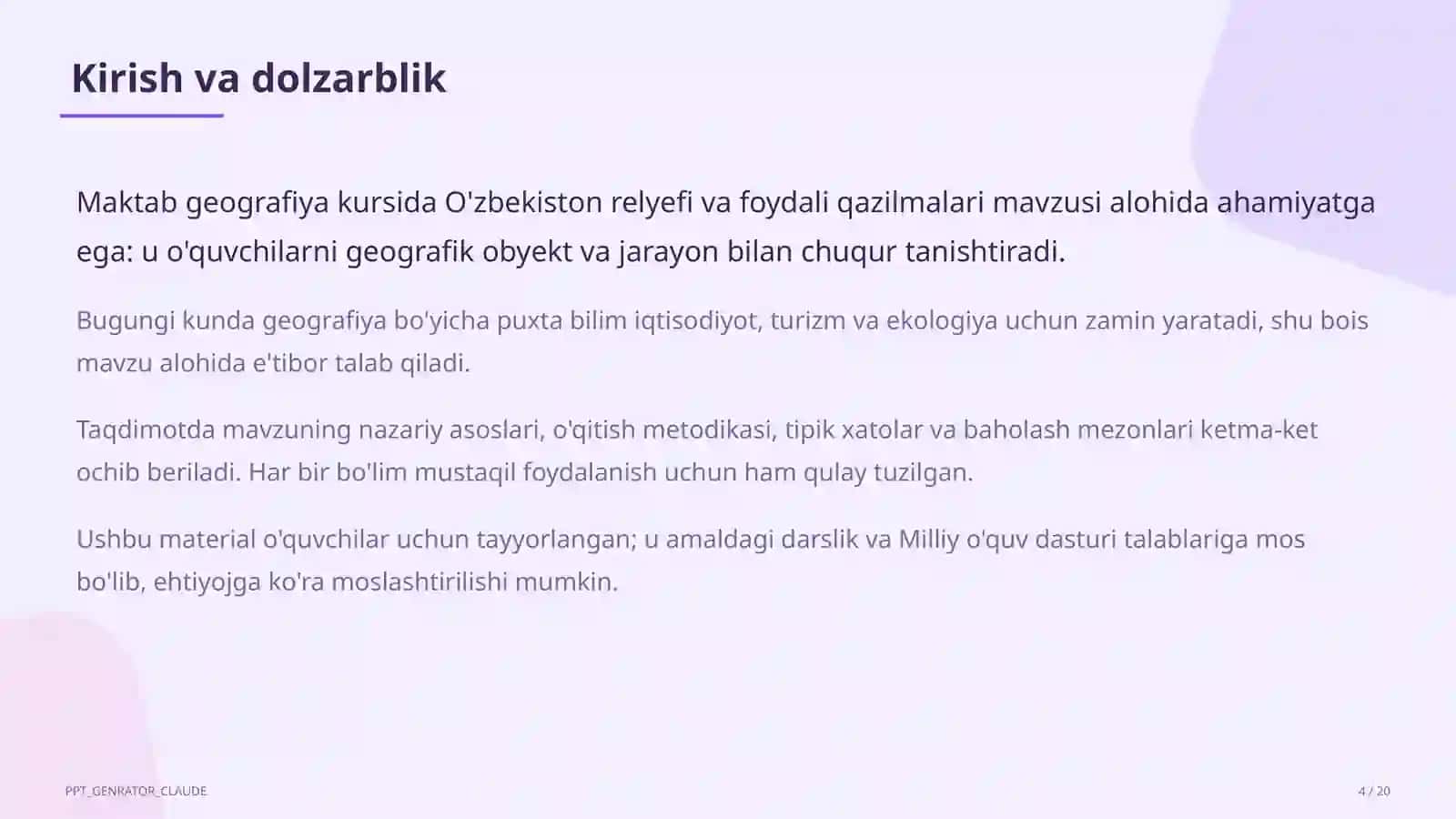 O'zbekiston relyefi va foydali qazilmalari (8-sinf) 4
