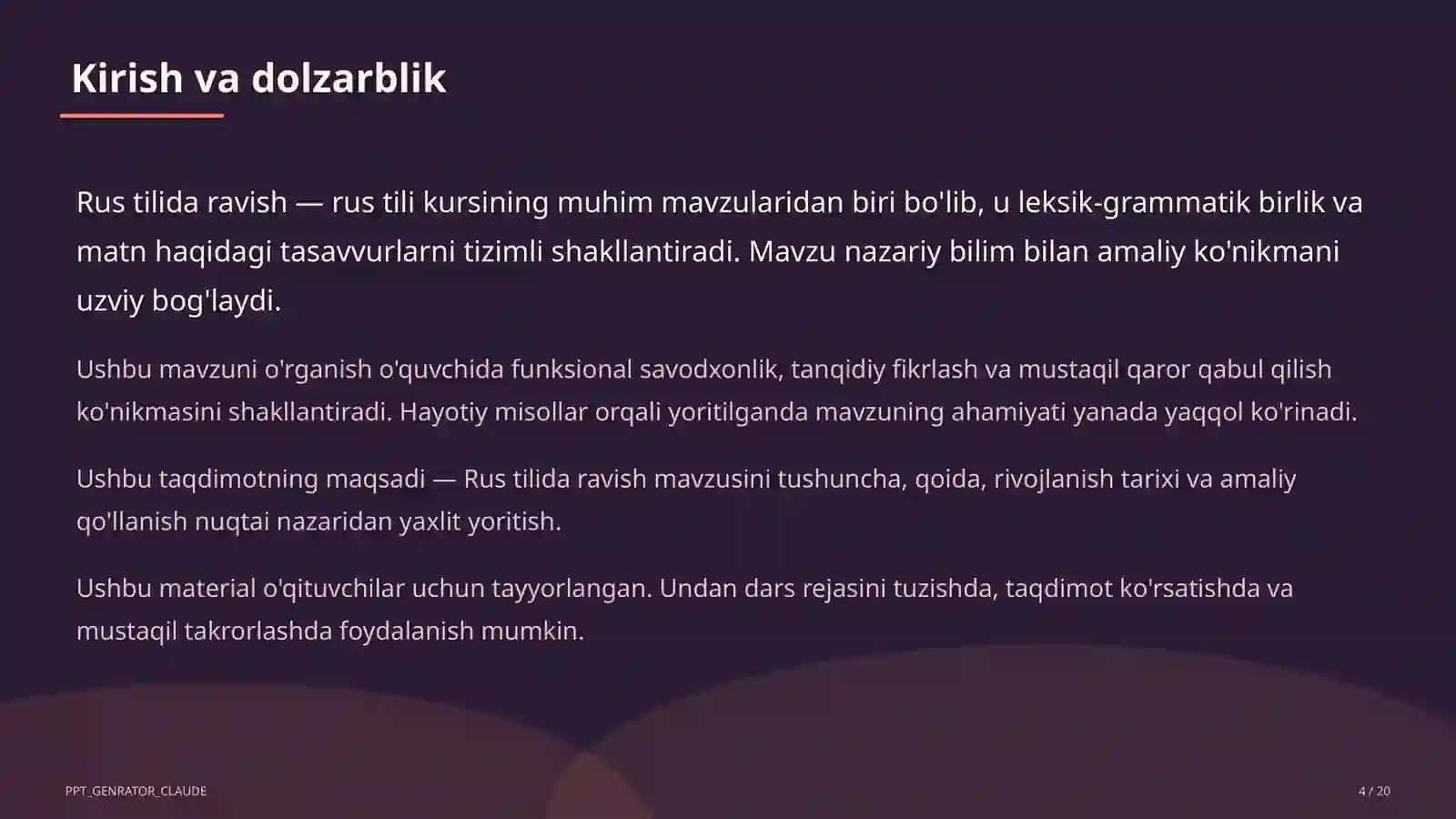 Rus tilida ravish (7-sinf) 4