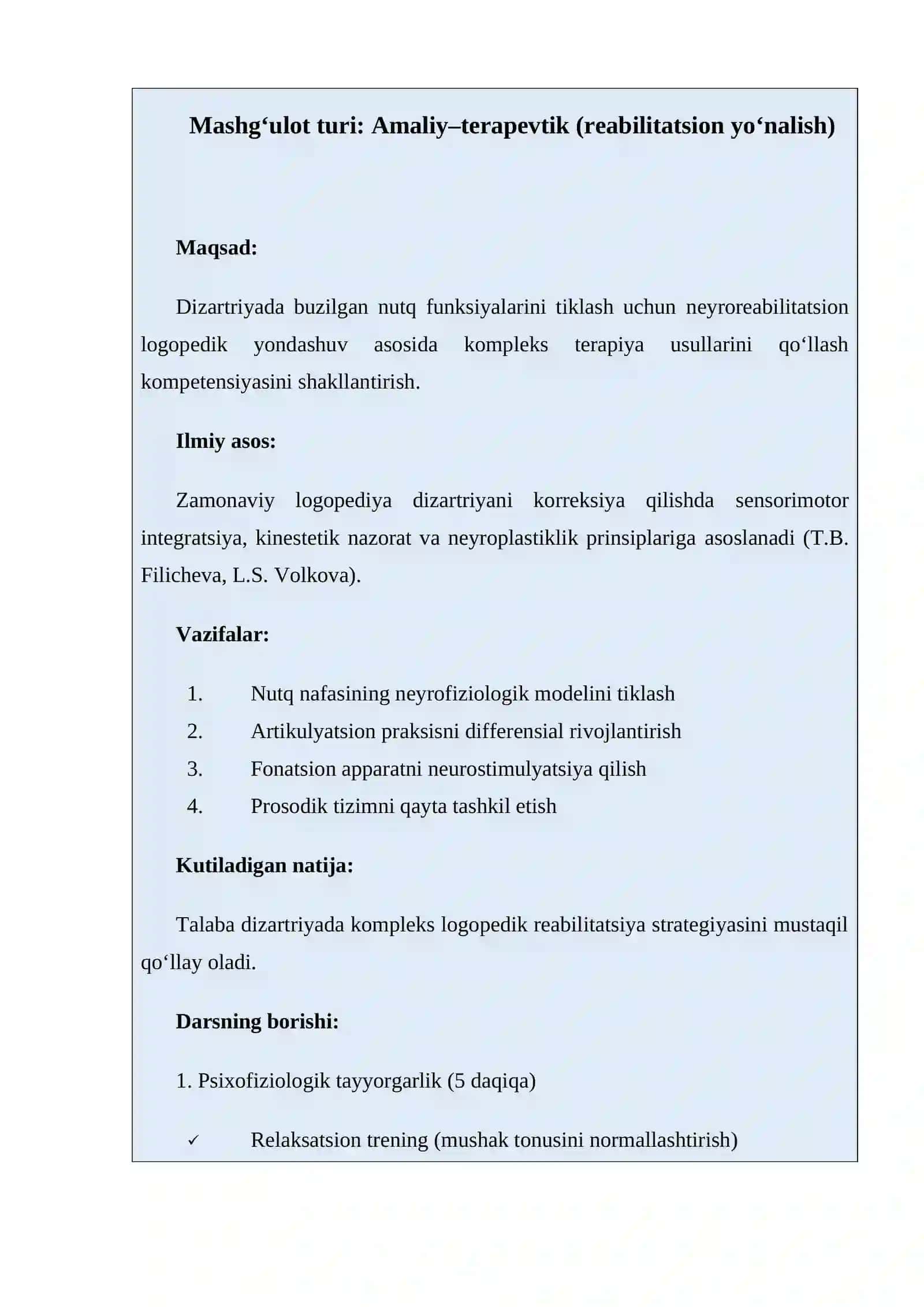DIZARTRIYA BARTARAF ETISHDA LOGOPEDIK ISHLAR 4