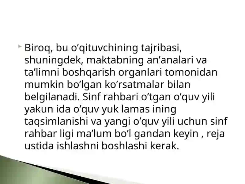 Sinf rahbarining namunaviy yillik ish rejasini tuzish metodikasi 4