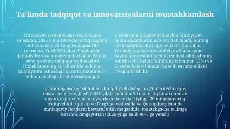 O'zbekiston Respublikasi prezidenti Sh. M. Mirziyoyeva sarlarida ta'lim tarbiyasi masalalari 4