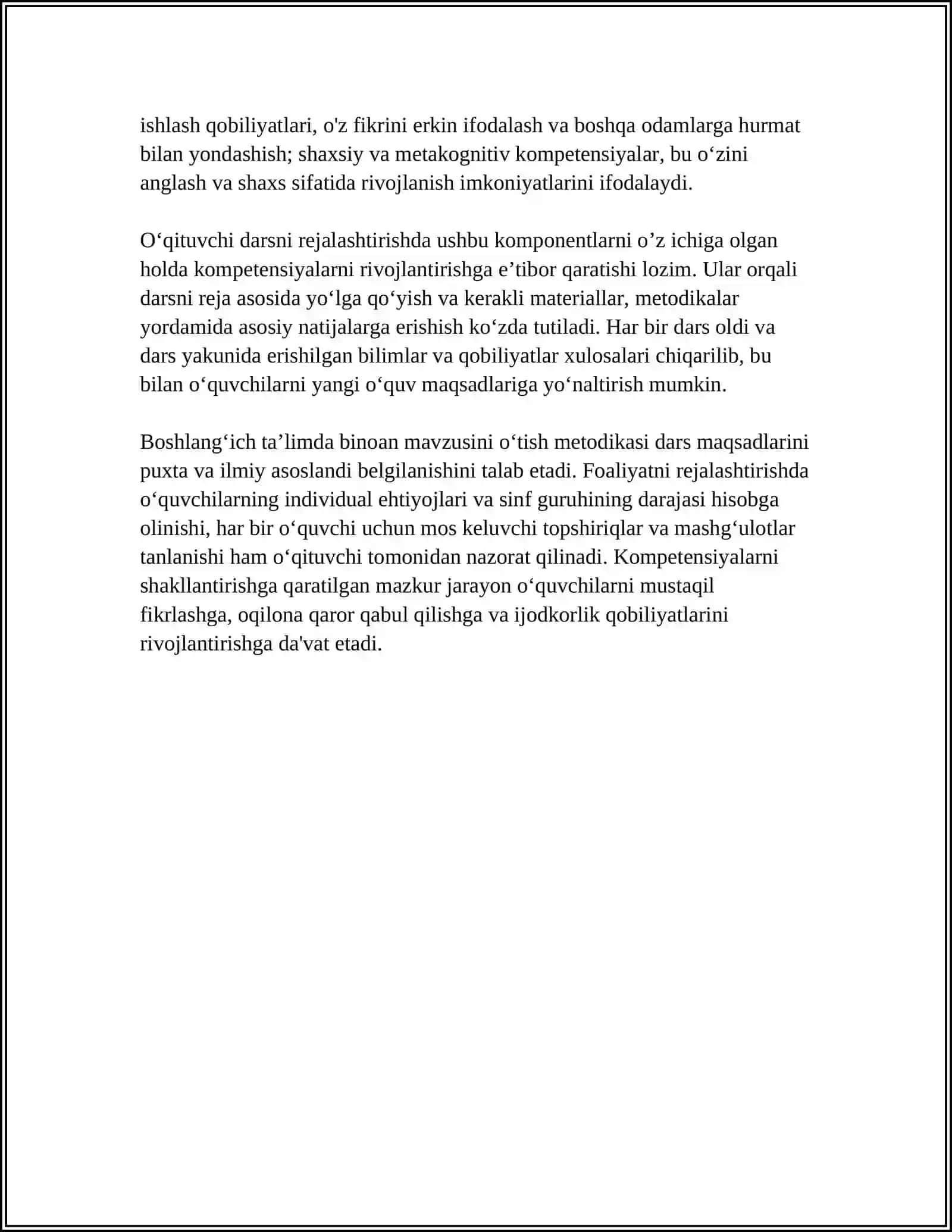 BOSHLANGʻICH SINFLARDA BINOAN MAVZUSINI OʻTISH METODIKASI 4