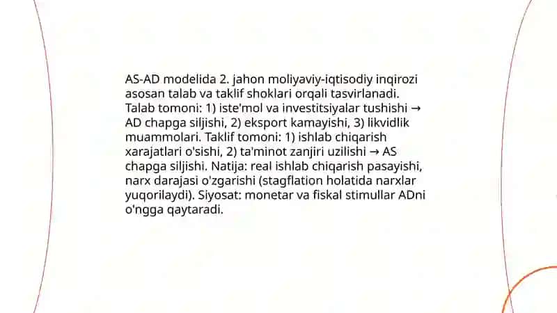 Yalpi talab - yalpi taklif modeli vositasida jahon moliyaviy-iqtisodiy inqirozi tahlili 4