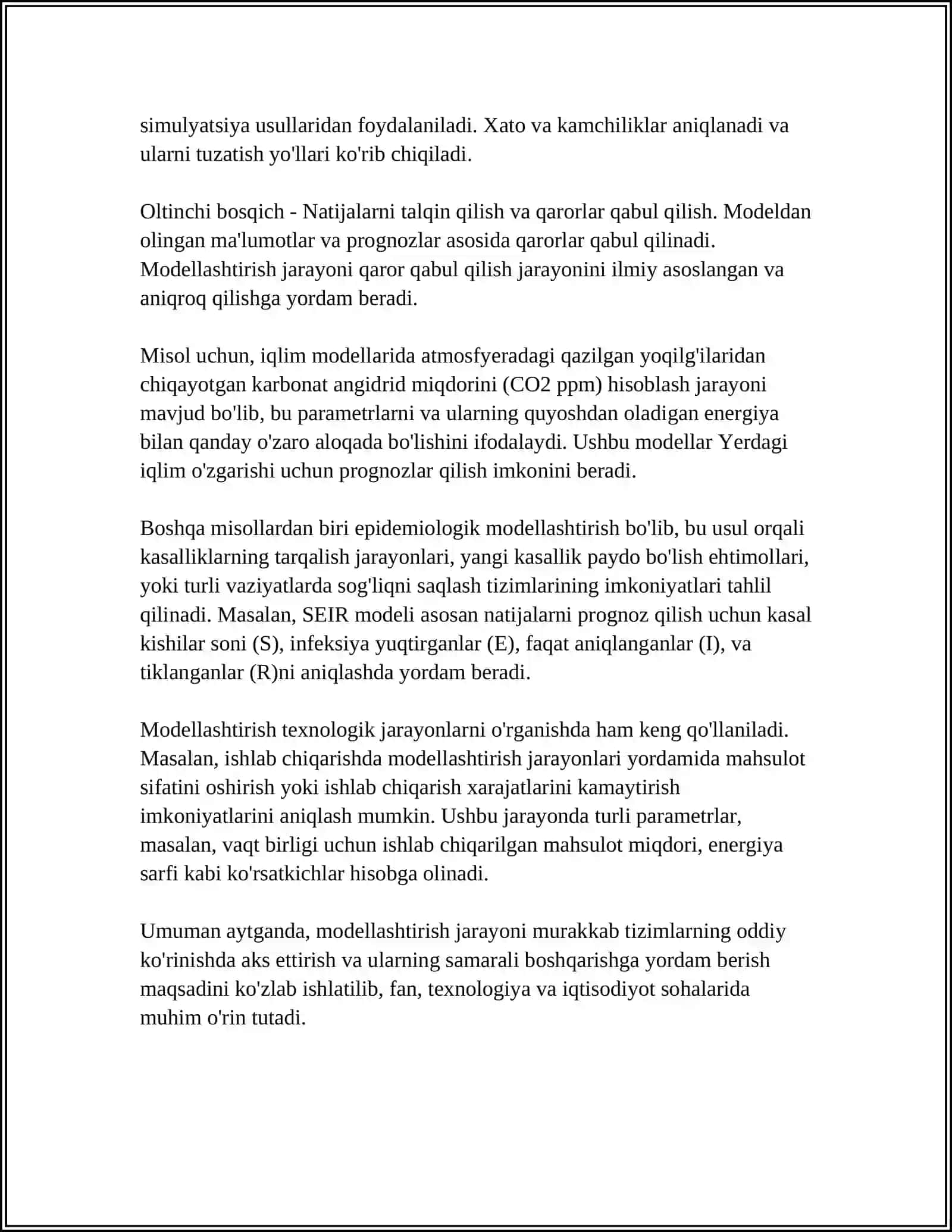 MODELLASHTIRISH NATIJALARINI OLISH VA TALQIN QILISH 4