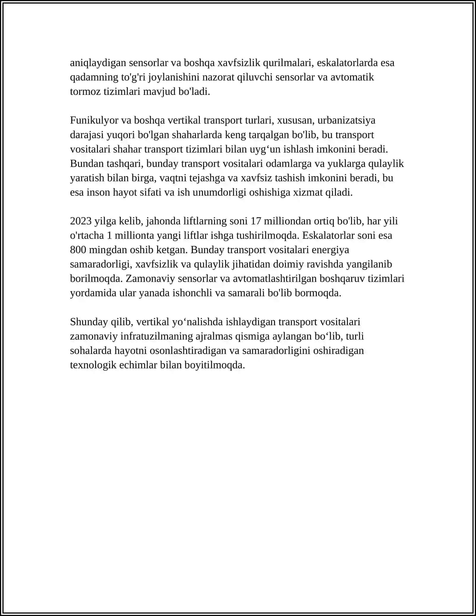 VERTIKAL YOʻNALISHDA ISHLAYDIGAN TRASPORT VOSITALARI 4