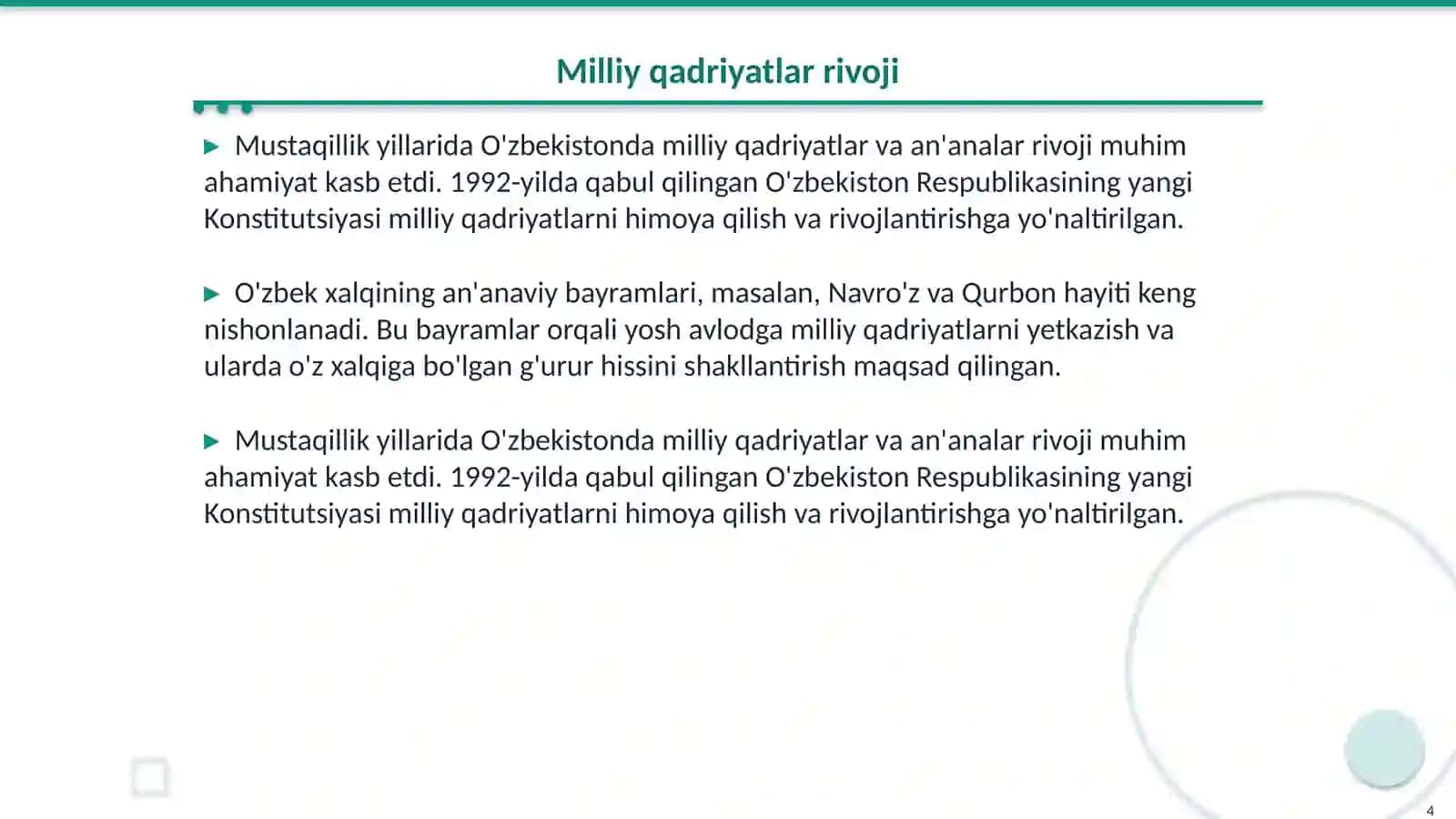 O'zbekistonning manaviy va madaniy taraqqiyoti 4