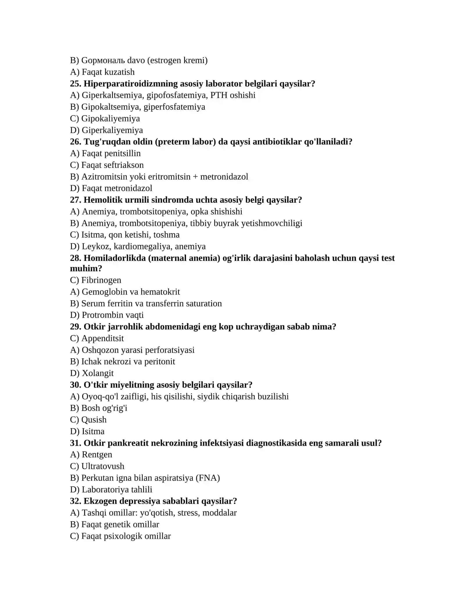 Tibbiyot 300 ta test 4