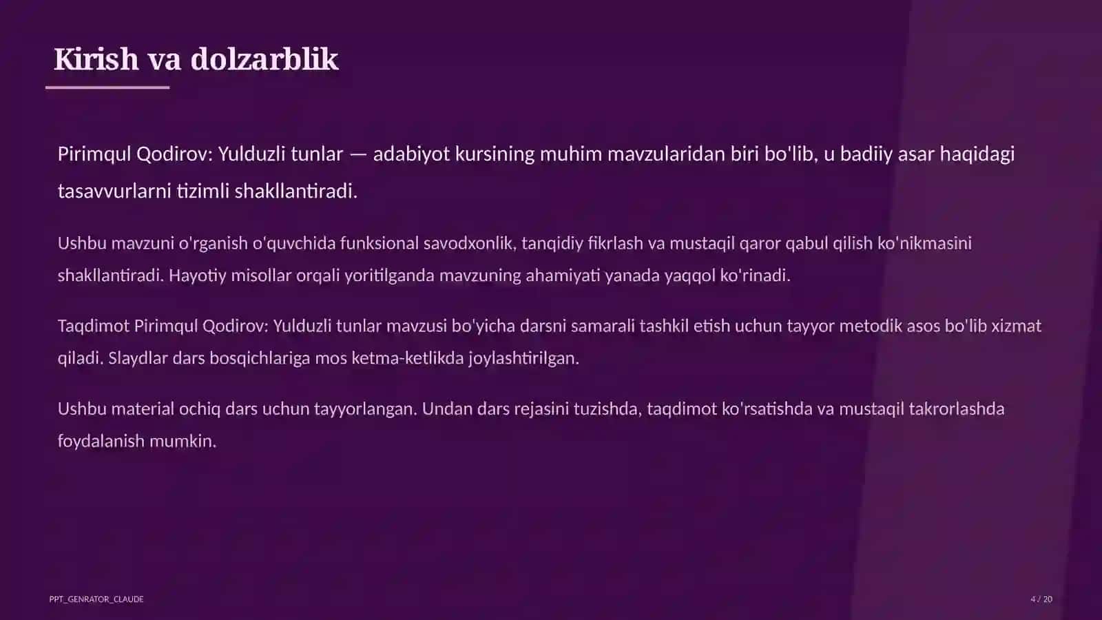 Yulduzli tunlar (11-sinf) 4
