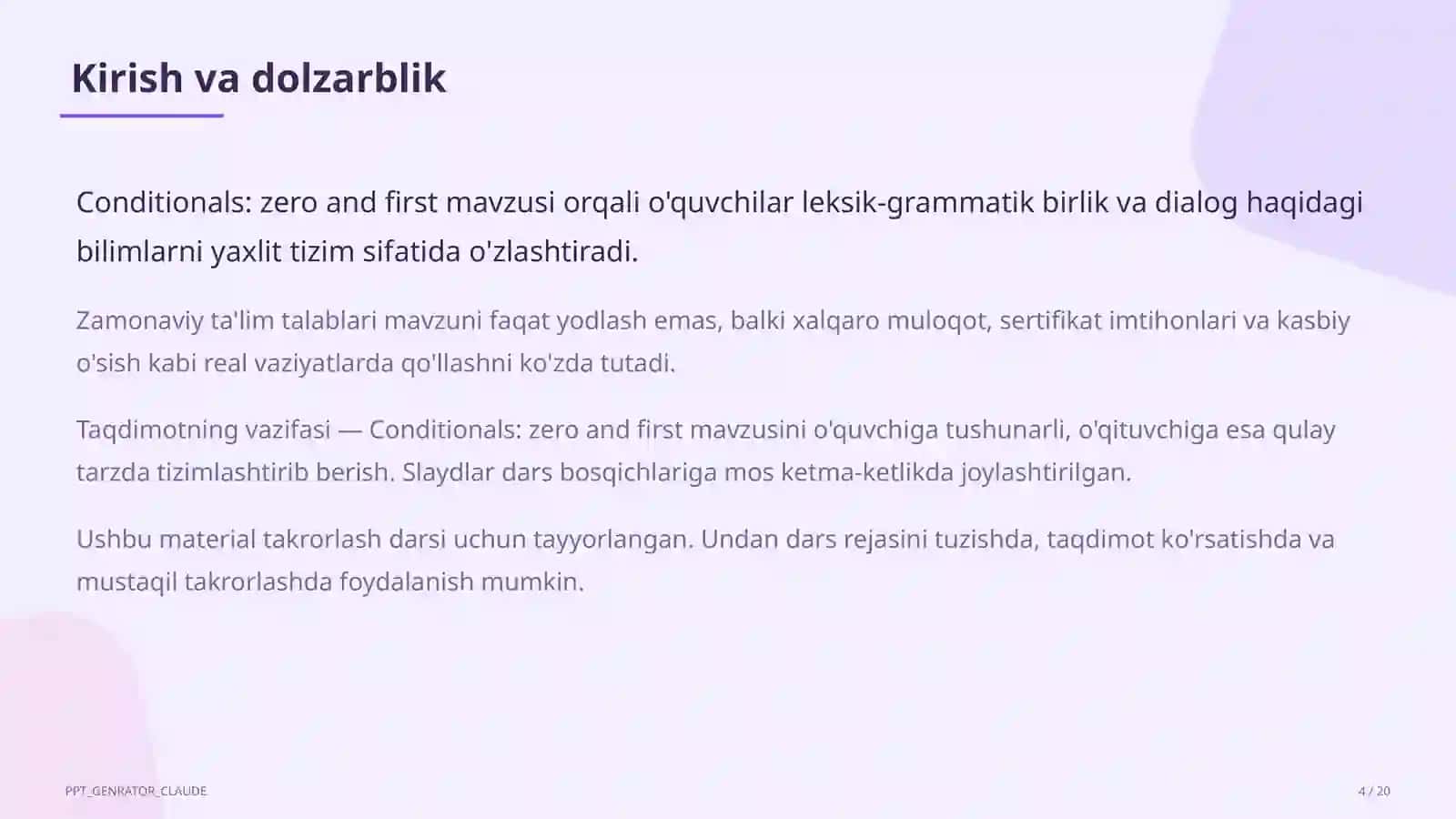 Conditionals: zero and first (8-sinf) 4