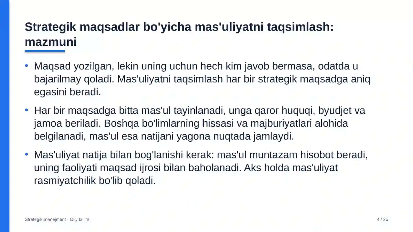 tibbiyot oliy ta'lim muassasalarida strategik maqsadlar bo'yicha mas'uliyatni taqsimlash 7088 4