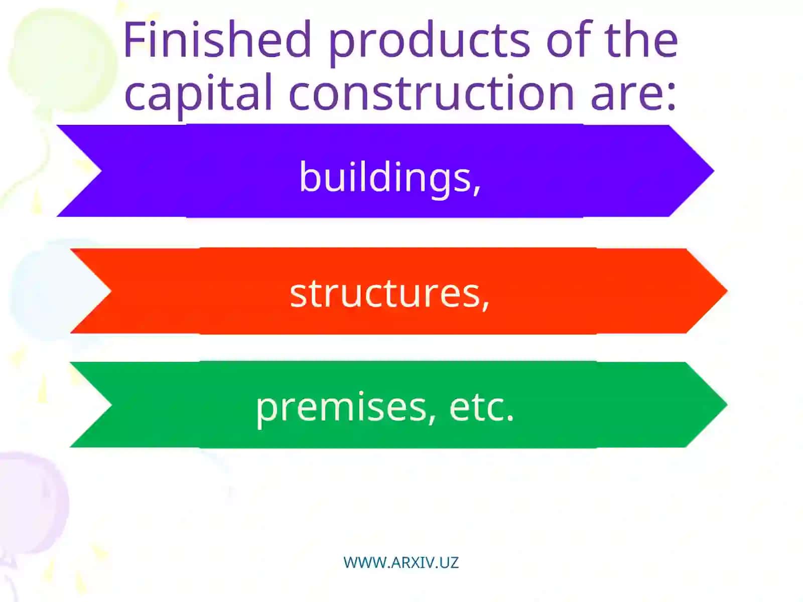 Capital construction in investment activities 4