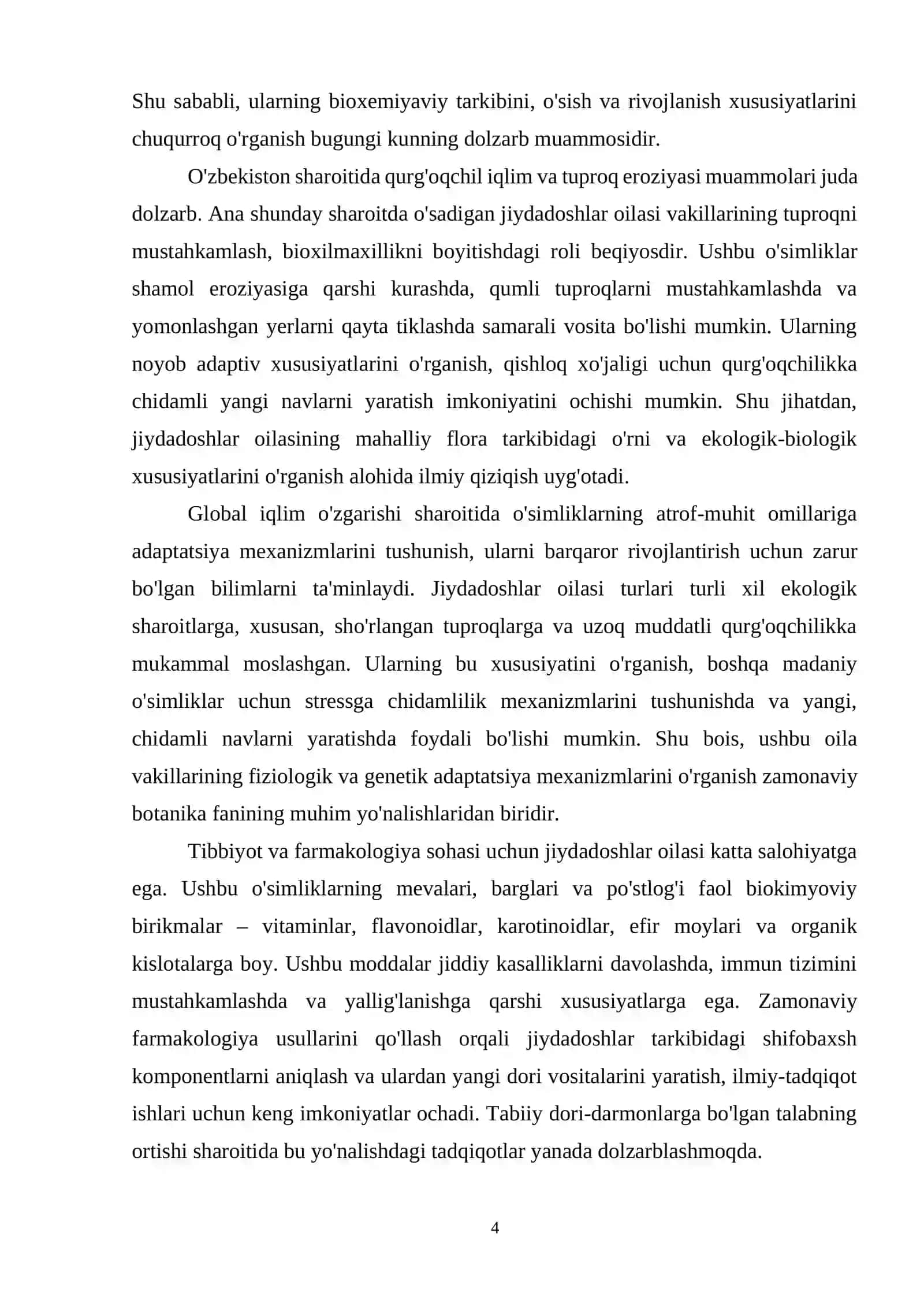 Jiydadoshlar oilasi botanika kurs ishi 4