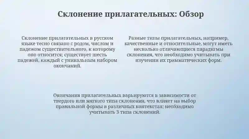 Прилагательные: склонение и согласование 4