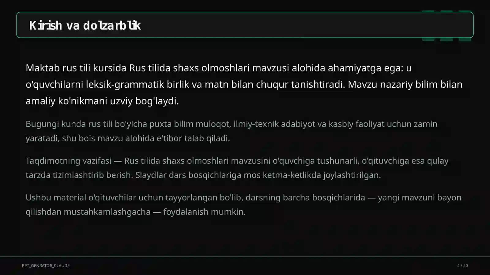 Rus tilida shaxs olmoshlari (5-sinf) 4