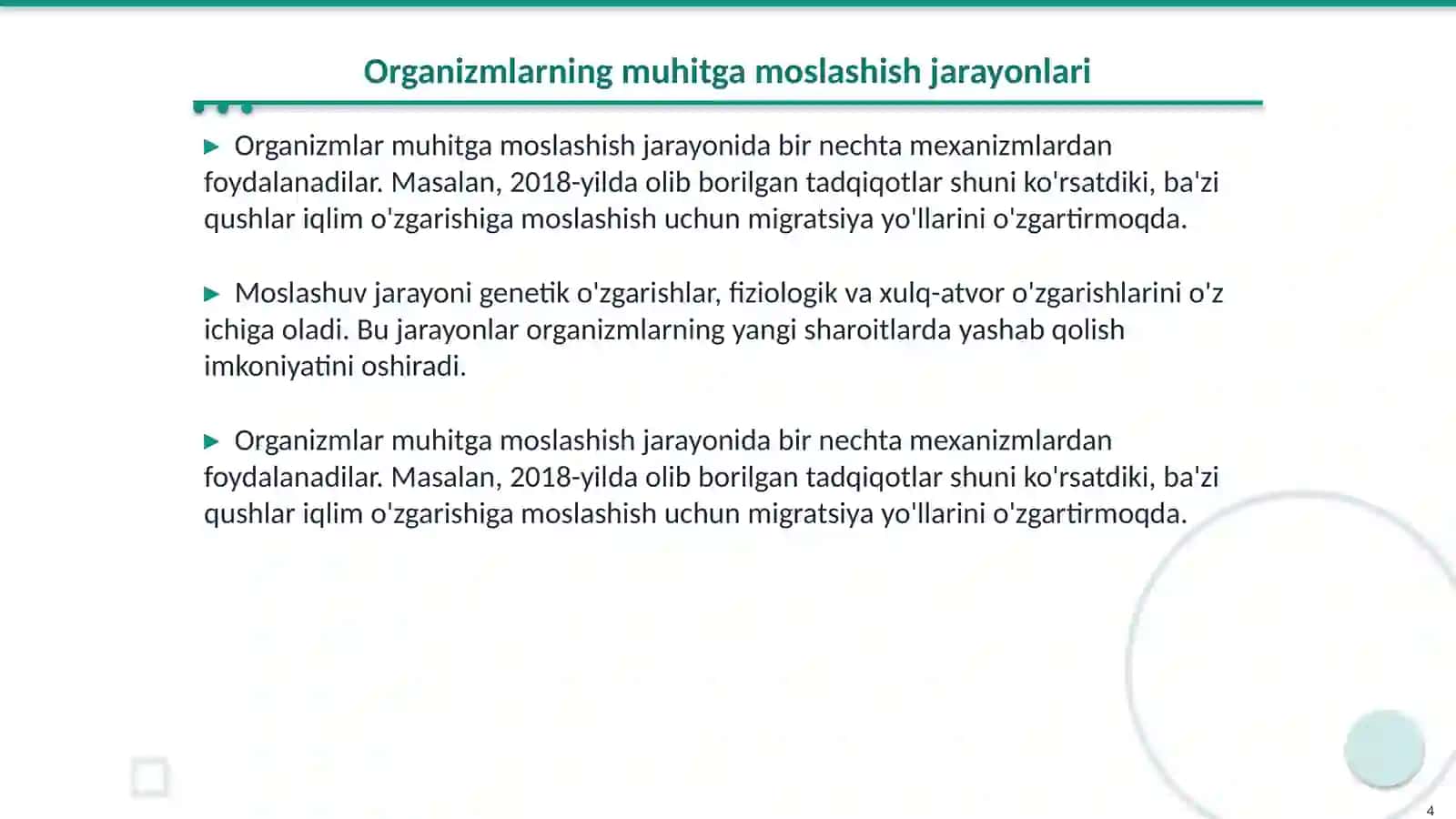 Muhit va ekologik omillar. Muhitga organizmlarning moslashishi 4