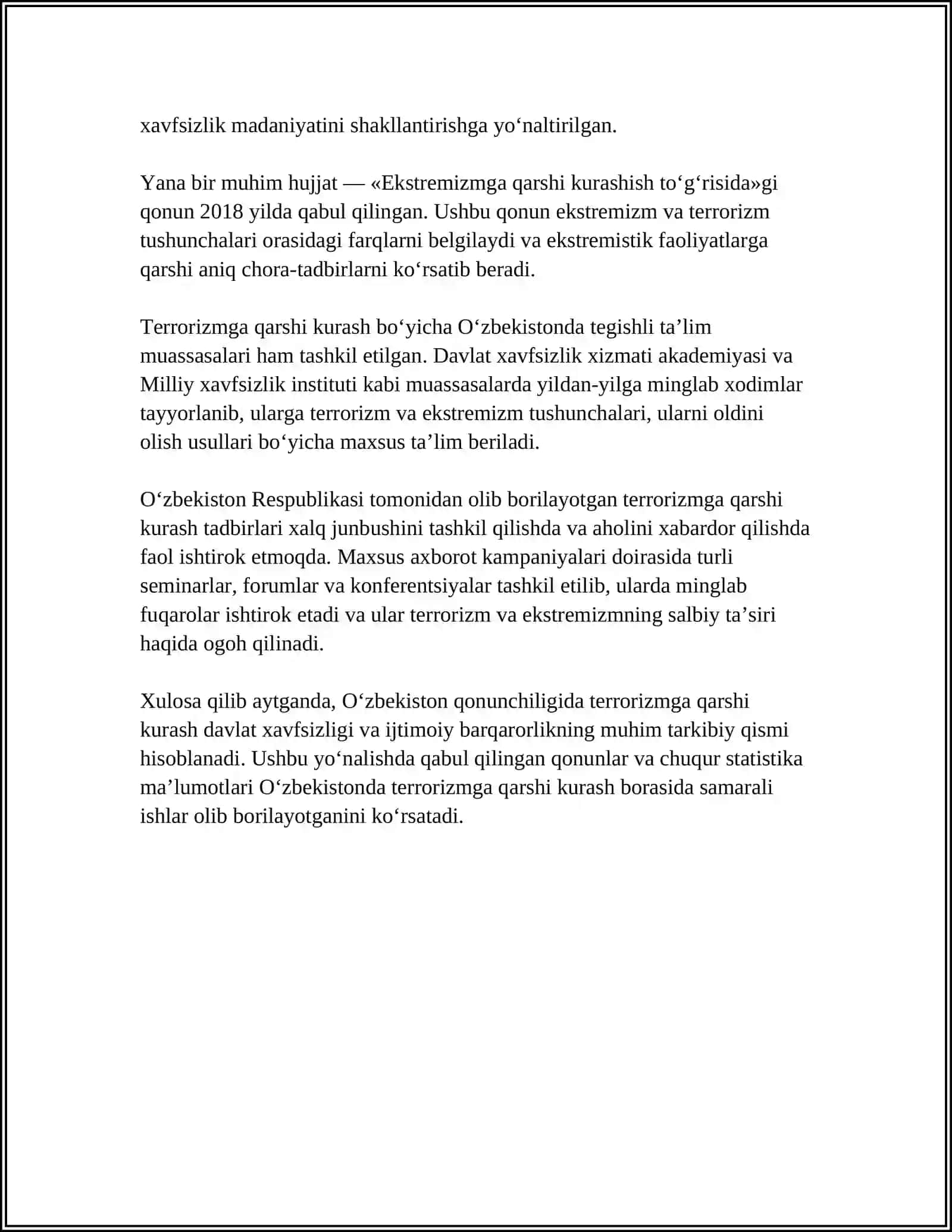 O‘ZBEKISTONNING TERORIZMGA QARSHI KURASH TAJRIBASI 4