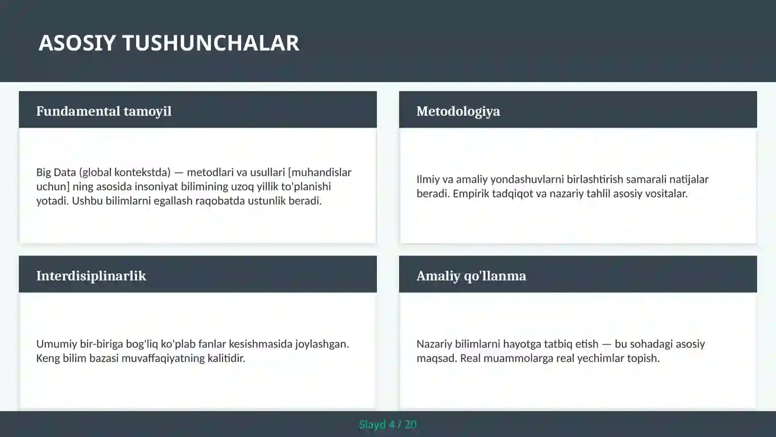 Big Data (GLOBAL KONTEKSTDA) — METODLARI VA USULLARI [MUHANDISLAR UCHUN] 4