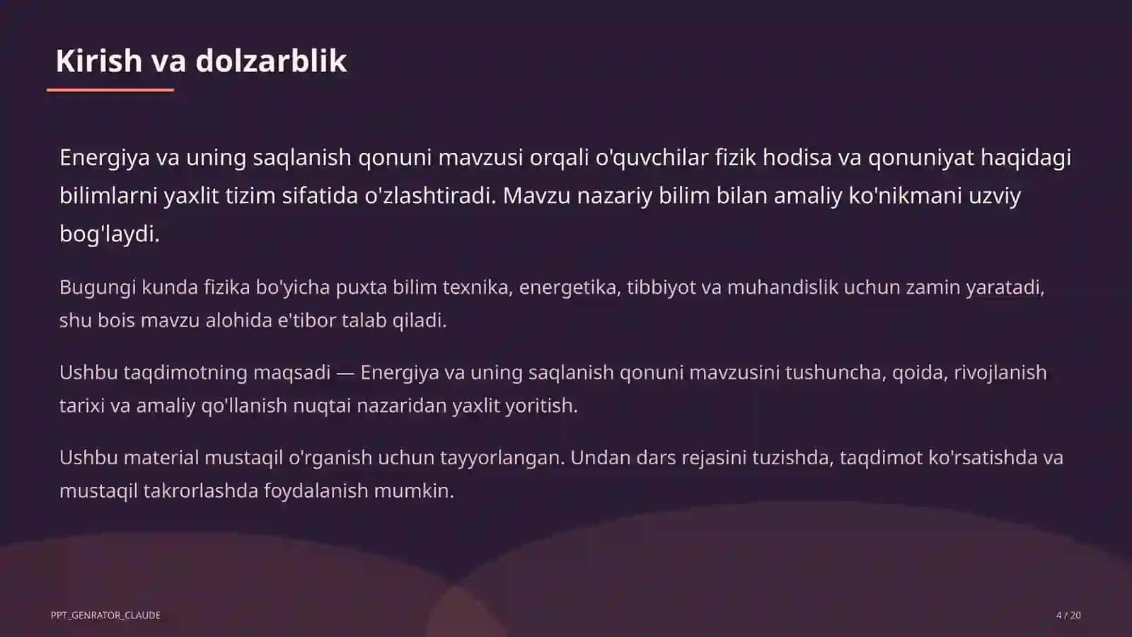 Energiya va uning saqlanish qonuni (7-sinf) 4
