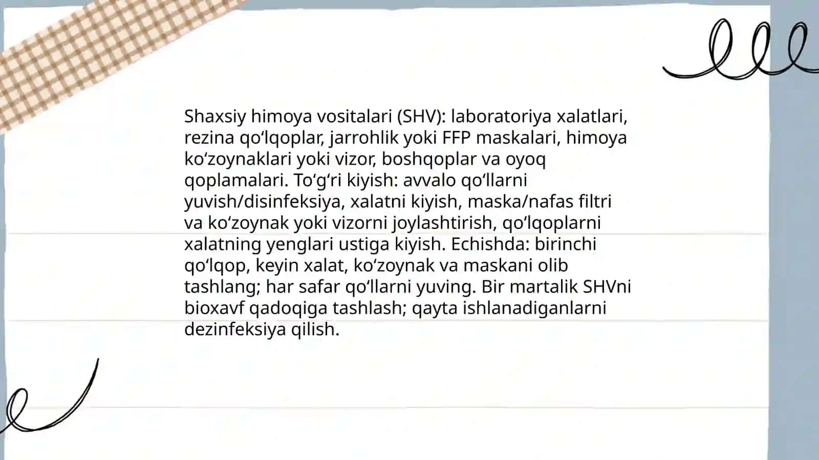 Klinik diognostik labaratoriyada xavfsiz ishlash qoidalari 4
