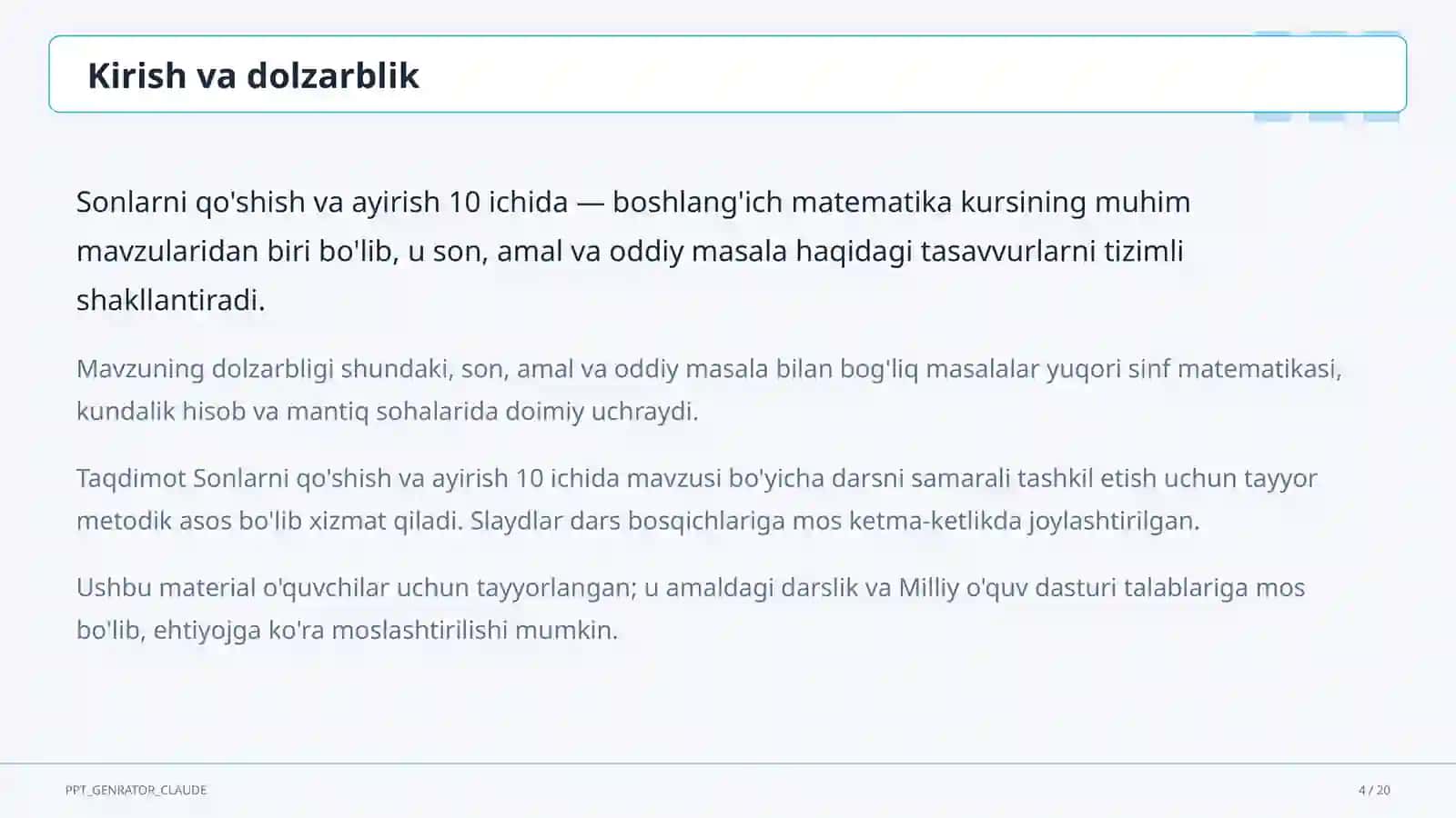 Matematika (1–4) — o'quvchilar uchun 4