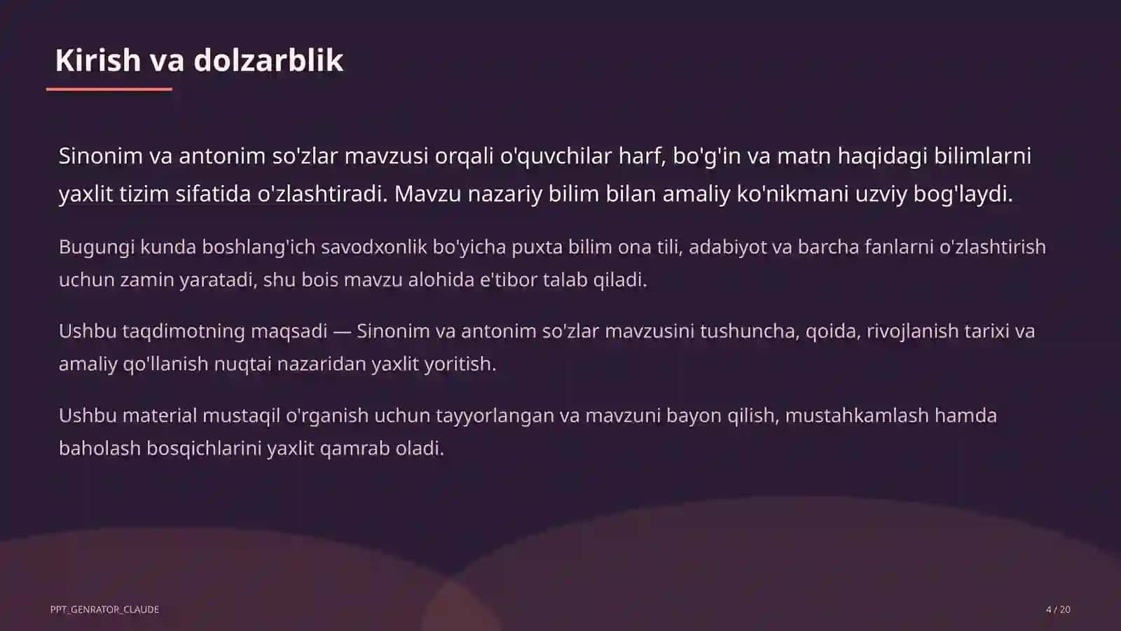 Sinonim va antonim so'zlar (3-sinf) 4