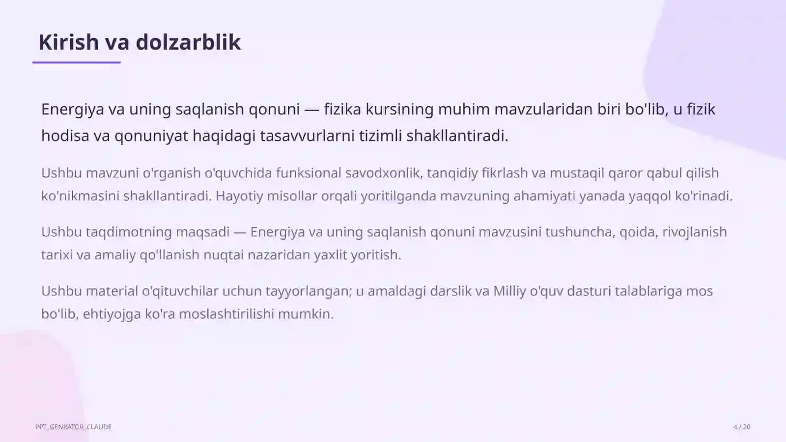 Energiya va uning saqlanish qonuni (7-sinf) 4