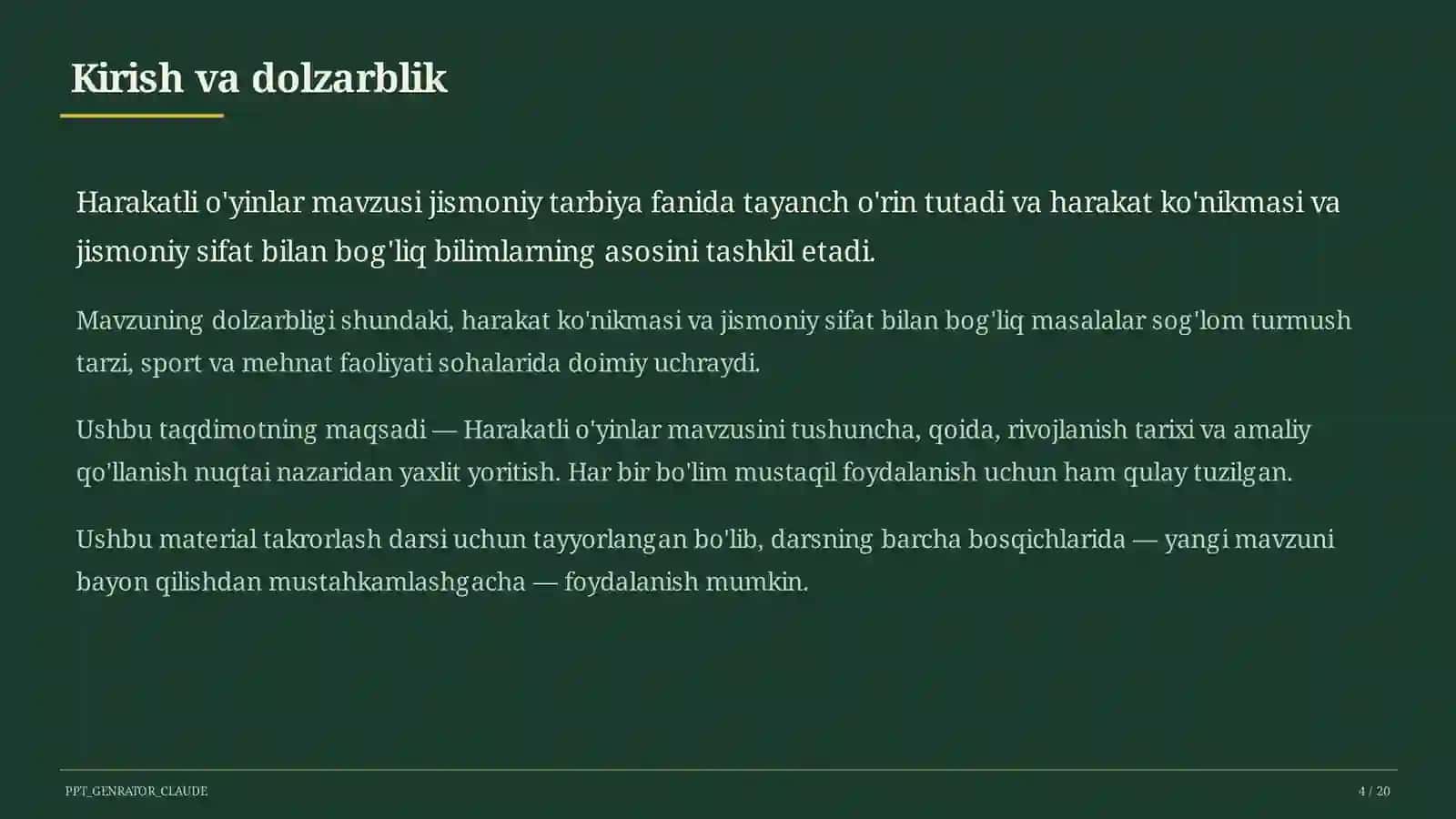Harakatli o'yinlar (1-sinf) 4