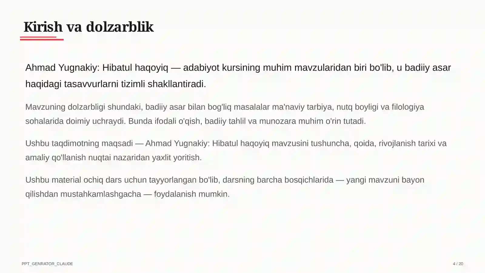 Ahmad Yugnakiy: Hibatul haqoyiq (7-sinf) 4