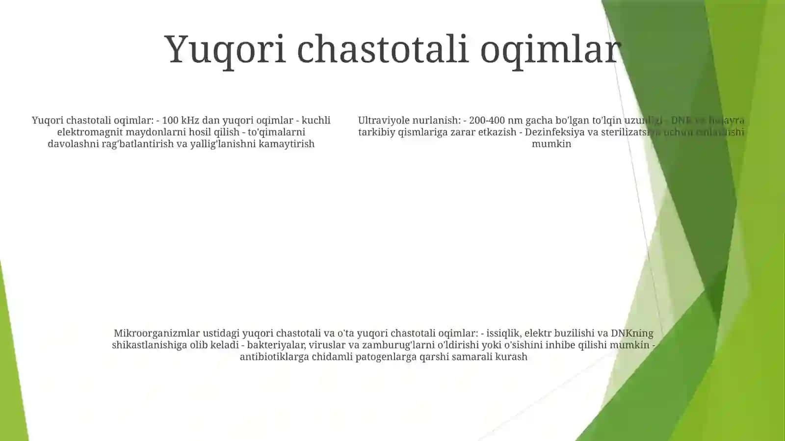 Ultrabinafsha Nurlar, Yuqori Chastotali Va Ultra Yuqori Chastotali ToklarningMikroorganizmlargaTa'Siri 4