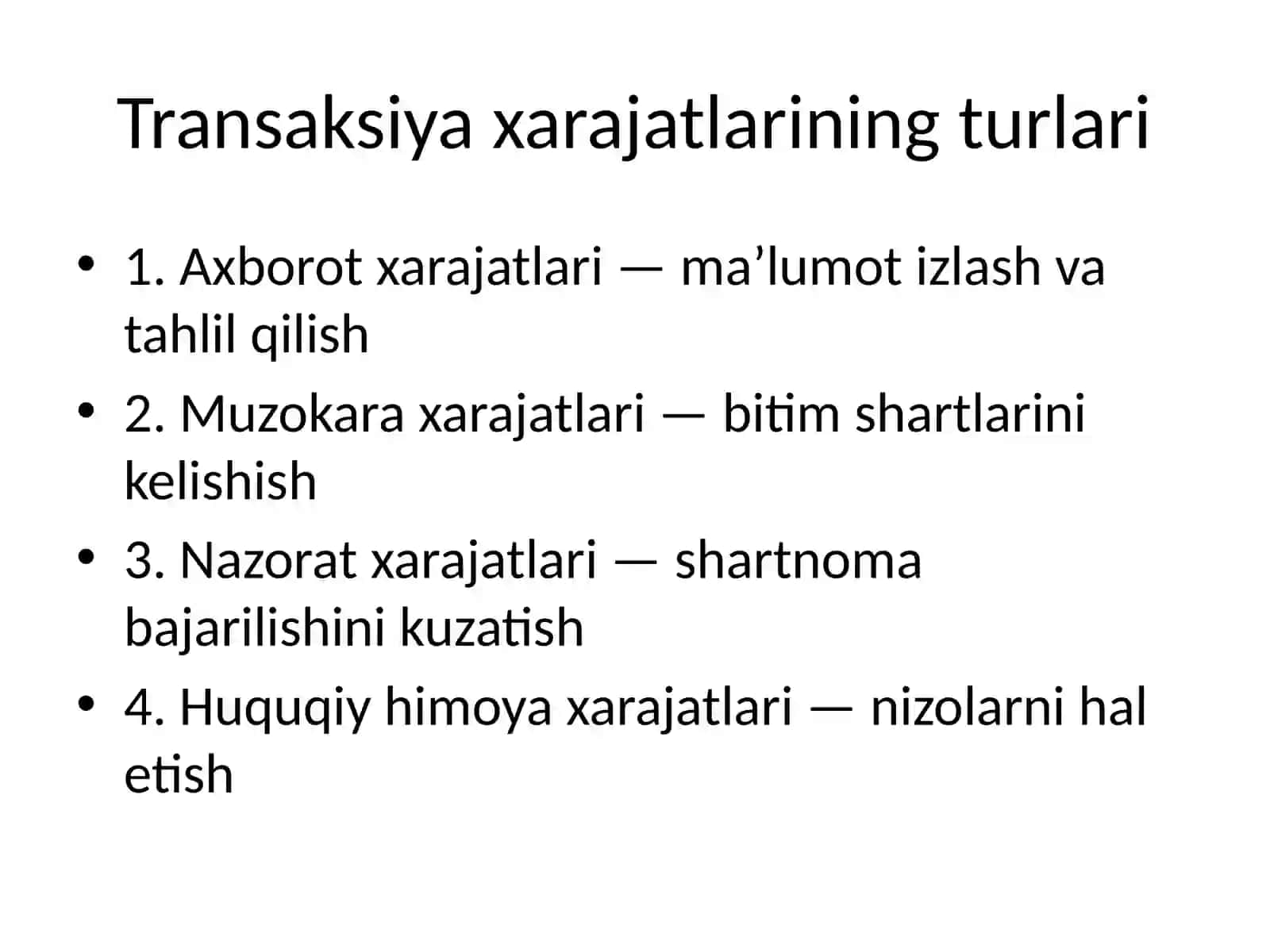 Transaksiya xarajatlarini optimallashtirish tajribasi va uning Oʻzbekistondagi xususiyatlari 4