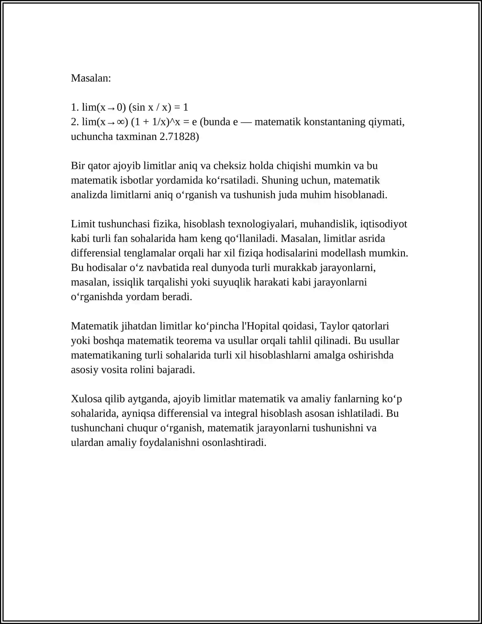 AJOYIB LIMITLAR 4