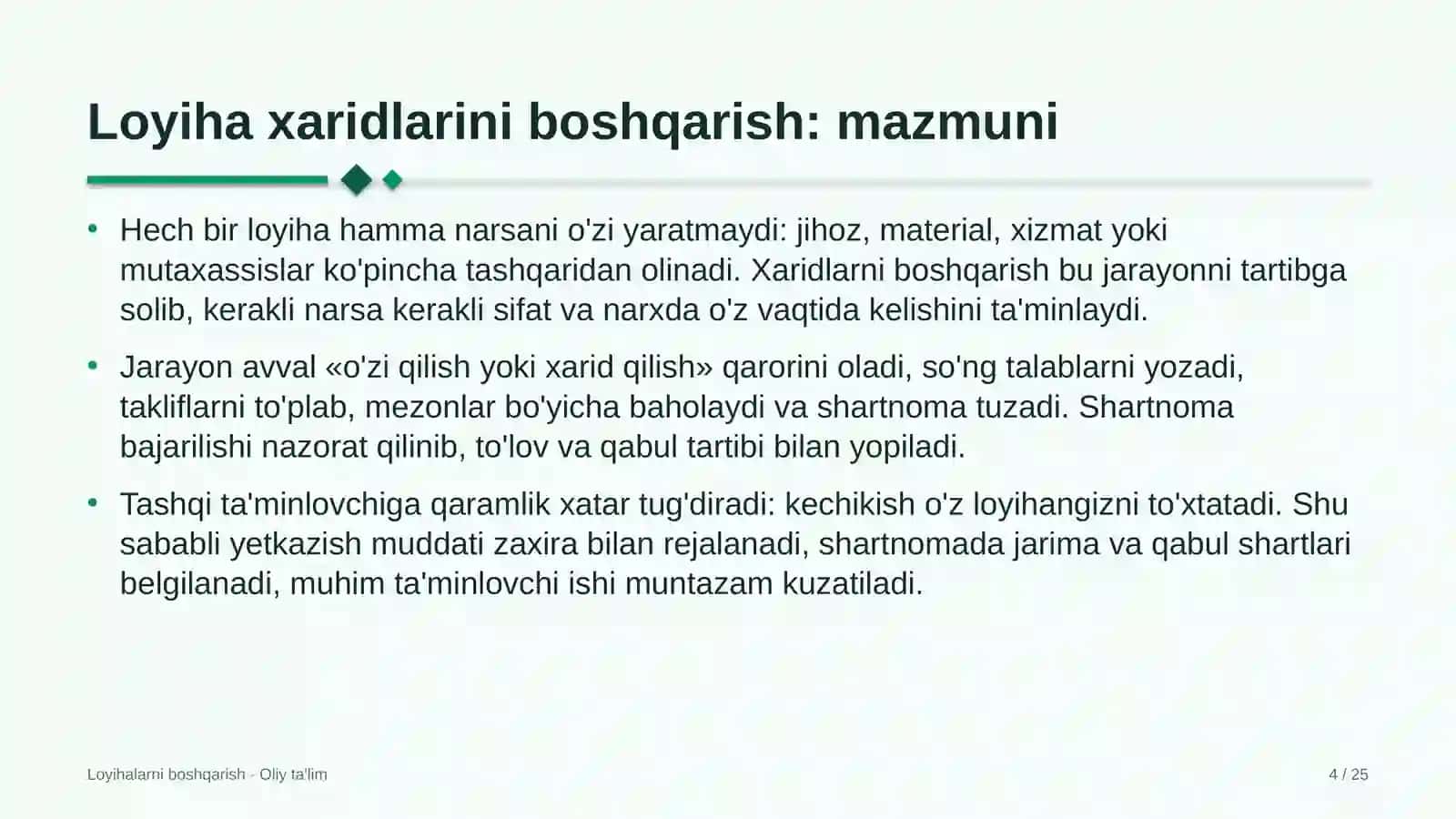 Bolalar o'yin markazlarida loyiha xaridlarini boshqarish 4