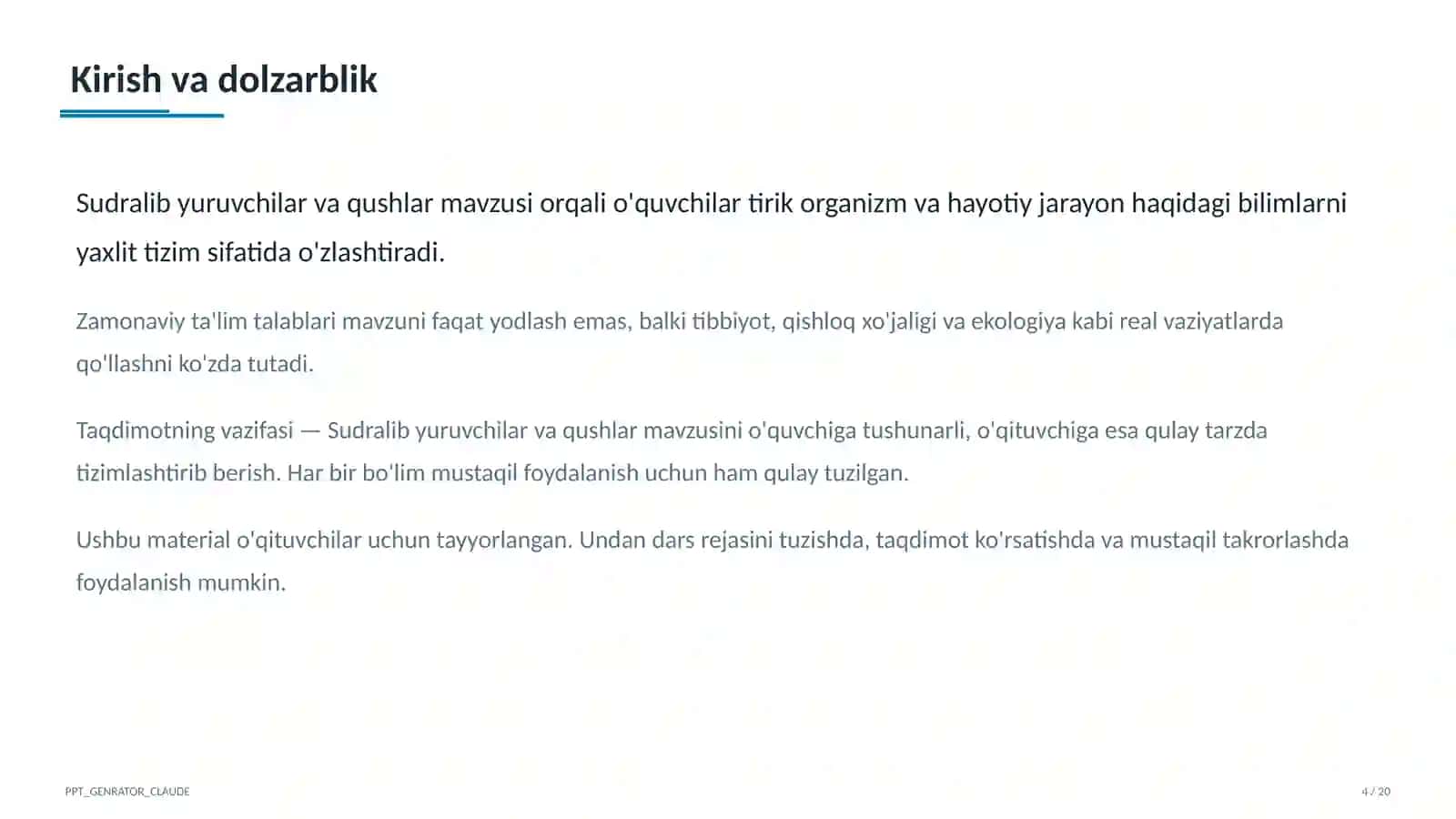 Sudralib yuruvchilar va qushlar (7-sinf) 4