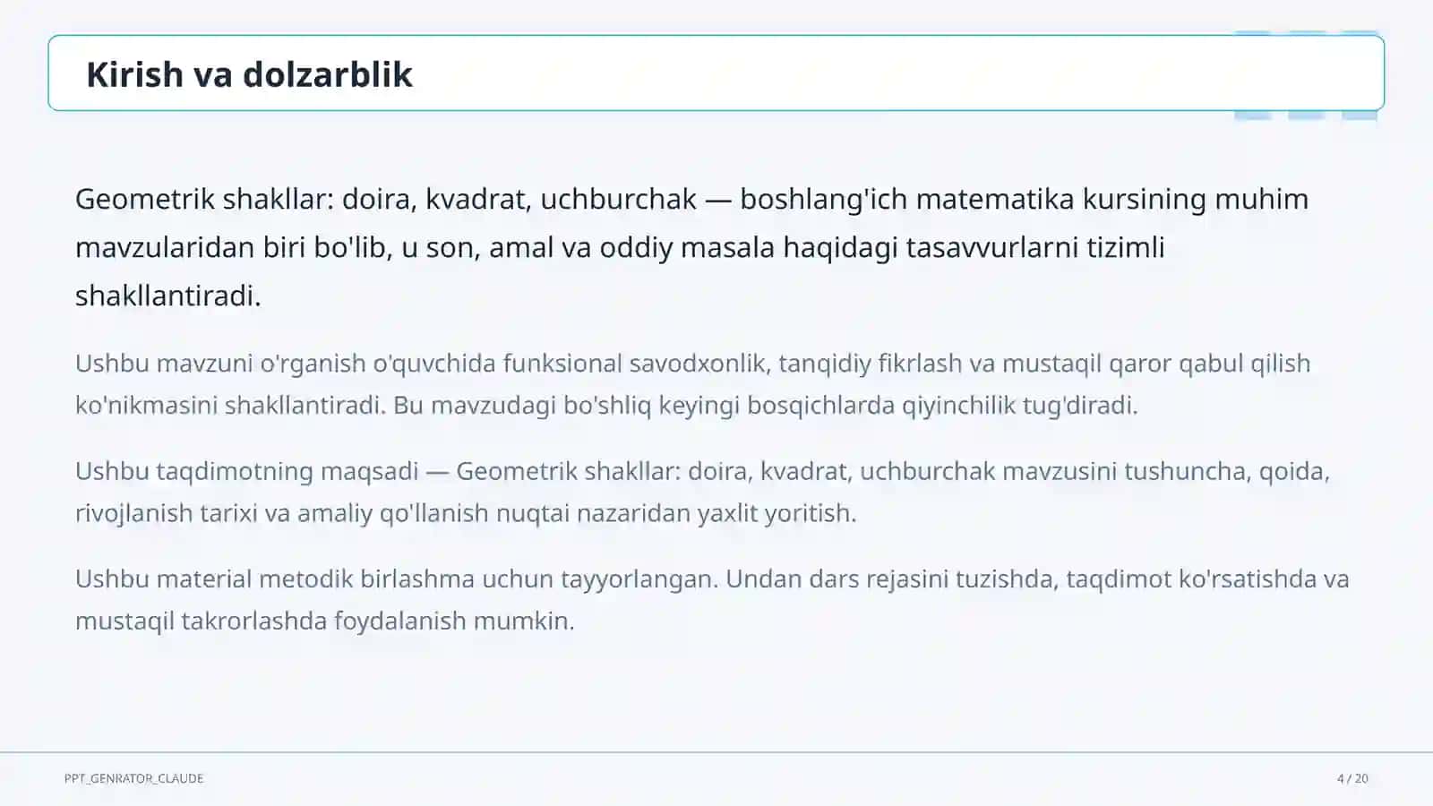 Geometrik shakllar: doira, kvadrat, uchburchak (1-sinf) 4