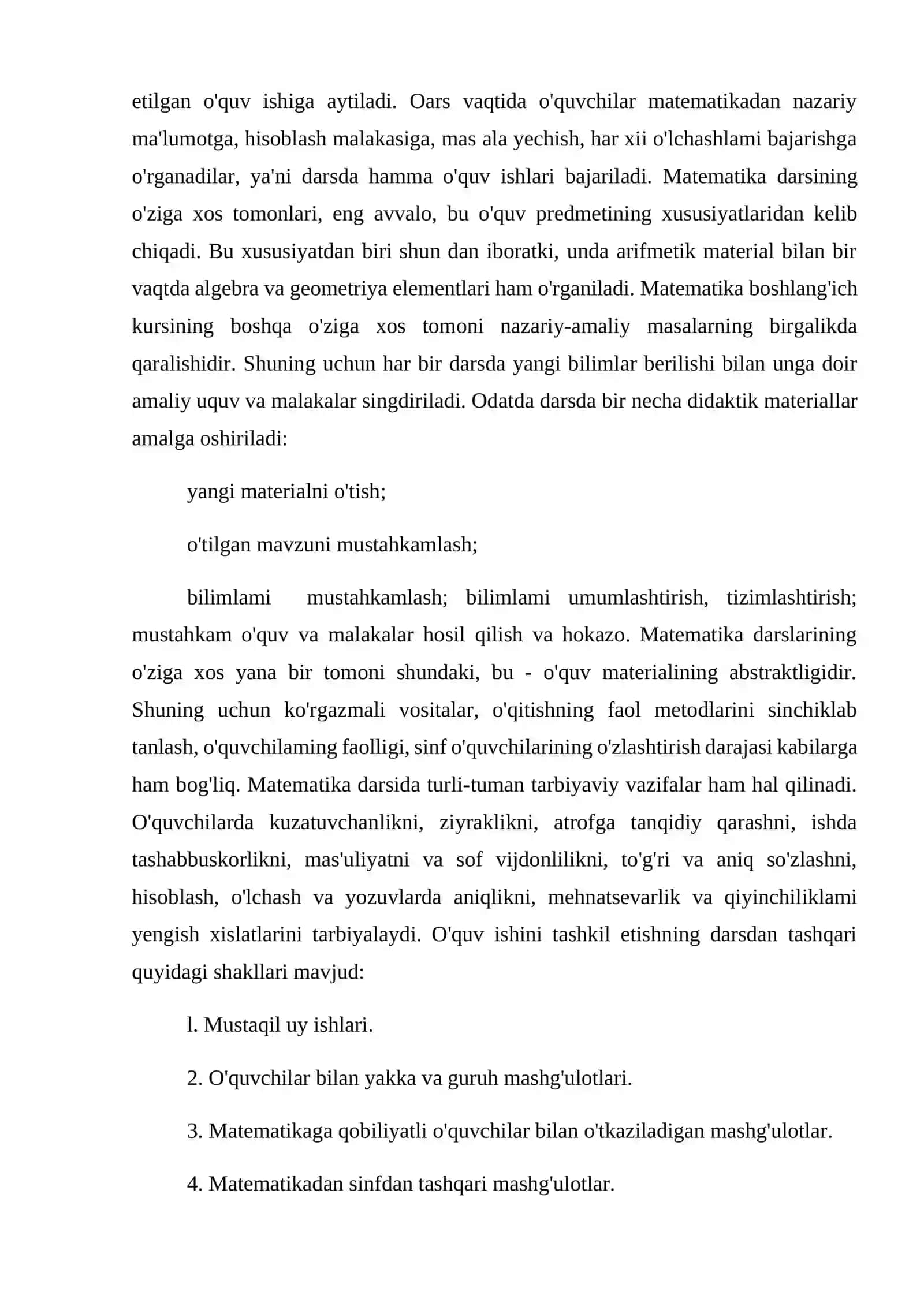 O’quvchilarni matematika darslarida o’qitishning induktiv usulidan foydalanishga o’rgatish 4