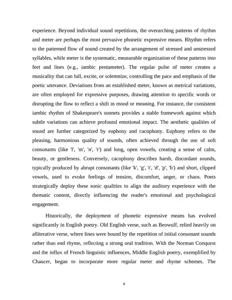 THEORETICAL FRAMEWORKS OF PHONETIC EXPRESSIVITY IN ENGLISH VERSE 4